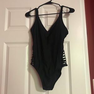 Black one piece bathing suit